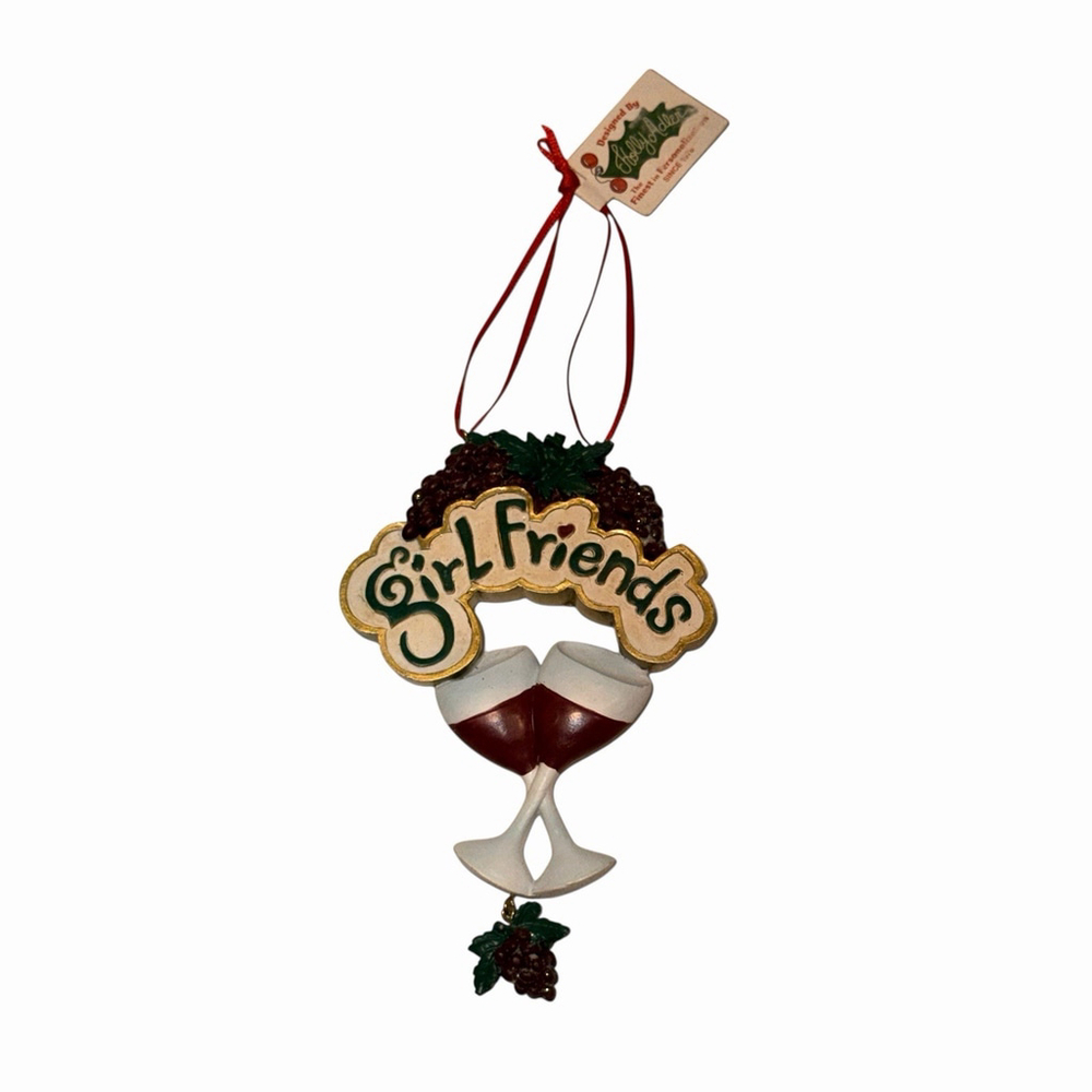 Kurt Adler Girlfriends Wine Ornament Grapes 5"‎ Resin Dangling Grapes